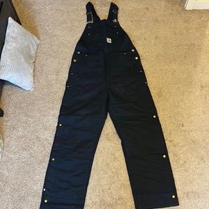 Carhartt size M Navy Firm Duck insulated Bib Overall